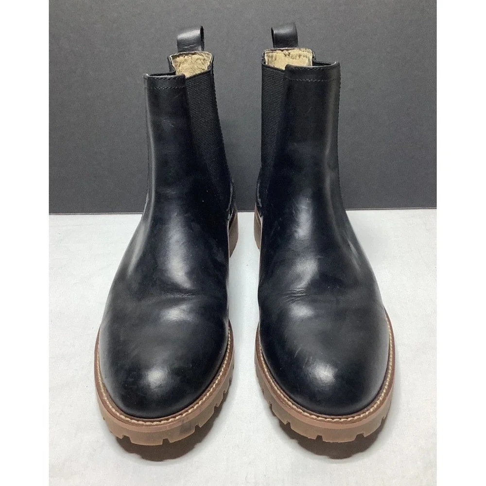 Banana Republic Mens Leather Ortholite Black Ankle Boots Size 9 Pull on